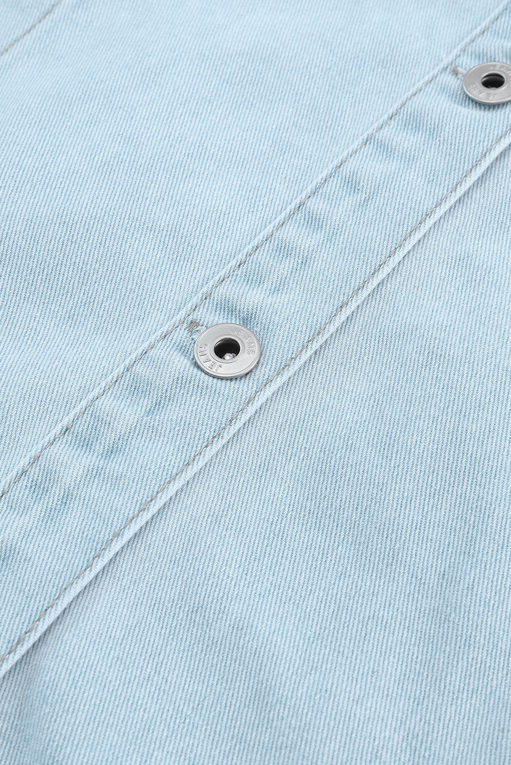 Light Blue Flap Pocket Buttoned Raw Hem Denim Shacket
